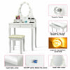 Dressing Table Set Wooden Vanity Desk Mirror Makeup Cosmetic Organizer LED Light
