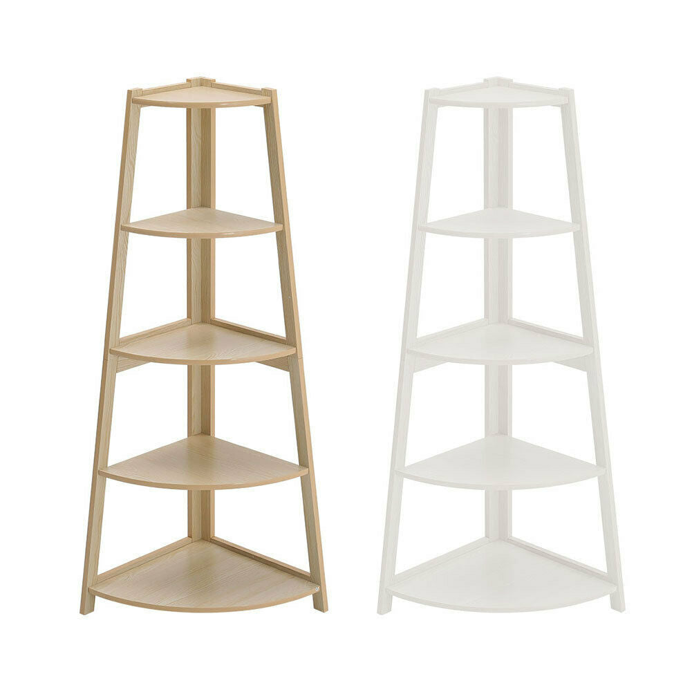 5Tier Corner Ladder Shelf Book Shelves Display Stand Storage Shelving Space Unit