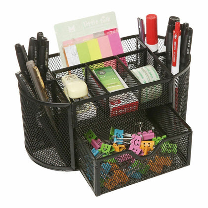 Metal Mesh Office Desk Stationary Organiser Set Pen Pencil Holder Storage Tidy