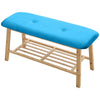 2 Tier Bamboo Wooden Shoe Bench Shoes Rack Storage Organiser Bottom Shelf Button