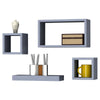 Set Of 4 Wooden Floating Cube Shelves Wall Hanging Storage Display Deco Shelving