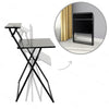 85cm Black Folding Writing Desk Metal Frame Home Office Workstation 2 Tier Shelf