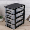 4 Tier Plastic Drawer Storage Box Home Office Desktop Organiser Unit Boxes Black
