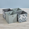 Folding 2 Grey 2 Floral Square Storage Utility Box Fabric Cube 4pc Basket Set