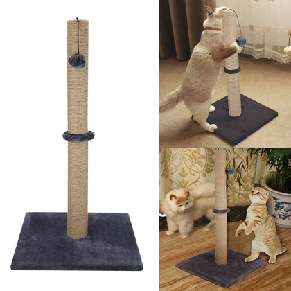 74CM Grey Cat Kitten Extra Tall Sisal Scratching Scratcher Post Supplies