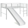 Kids Single Loft Bed Children Mid Sleeper Bunk Bed W/ Slide & Safety Guardrails