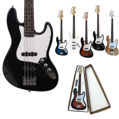 Glarry 4 String 20 Frets GJazz Electric Bass Guitar w/Pickguard Cable Bag Strap