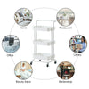 3 Tier Slim Salon Kitchen Storage Trolley Cart Metal Rack Tray Rolling On Wheel