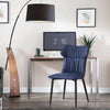 2X Blue Dining Chairs Faux Leather Ergonomic Back Soft Cushion With Metal Legs