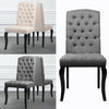 2/4× Buttoned High Back Dining Chairs Linen Fabric Padded Kitchen Dinner Seat