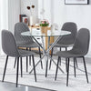 Clear Glass Dining Table and 4 Chairs Set PU Leather Cross Leg Kitchen Furniture