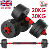 20Kg/30kg Adjustable Dumbbell Set Barbell Pair Free Weights Gym Body Building UK