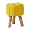 Luxury Padded Wooden Footstool Ottoman Square/Round Pouffe Stool Wood 4 Legs UK