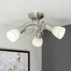 Modern Brushed Chrome 3 Way Multi Arm Flush Spiral Ceiling Spot Light Fitting