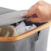 Laundry Basket Bin 2 Compartment Double Sided Lid, Oxford Fabric & Grey