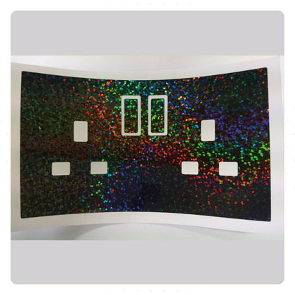 Glitter Effect UK Plug Socket Stickers Kids Bedroom Living Room / Black / Silver