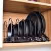 Adjustable Kitchen Cabinet Pantry Pan and Pot Lid Organizer Rack Holder Brown
