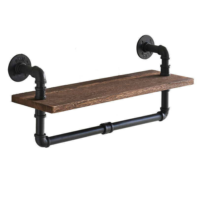 Rustic Industrial Pipe Wooden Metal Wall Floating Shelf Storage Shelving Unit UK