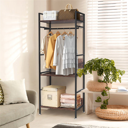 Large 3-Tier Compact Clothes Rail Clothing Rack Metal Coat Rack Stand Shelves