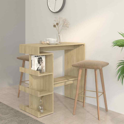Oak Breakfast Tall Table Bar Storage Dining Kitchen Furniture Space Saving Shelf