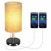 Modern USB Table Lamp Fabric Bedside Table Lamp With Dual USB Charging Ports