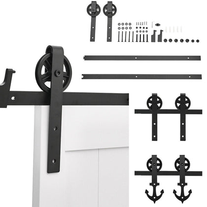 6ft 6.6ft Sliding Barn Wood Door Hardware Set Carbon Steel Rail Track Kit System