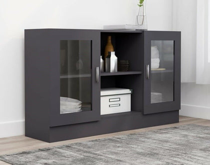 Slim Sideboard Grey Modern Cupboard Cabinet Unit Storage Narrow Living Room