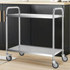 2 Tier Stainless Steel Kitchen Trolley Hotel Catering Serving Cart Rolling Rack