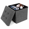 Folding Ottoman Storage Box Pouffe Seat Stool Home Chair Foot stool Bench LINEN