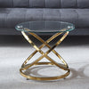 Tempered Glass Coffee Table Round Accent Side Table Chrome Base Home Office