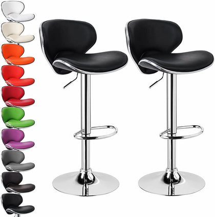 1/2 x Bar Stools PU Leather Adjustable Swivel Kitchen Breakfast Bar Stools