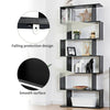 6-tier Bookcase Industrial S-Shaped Bookshelf Wooden Storage Display Shelf Home