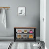 Industrial Shoe Bench Vintage Style Seat Rustic Metal Hallway Storage Tier Rack