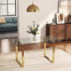 Rectangular Clear Tempered Glass Dining Table Metal Legs Dining Room Kitchen