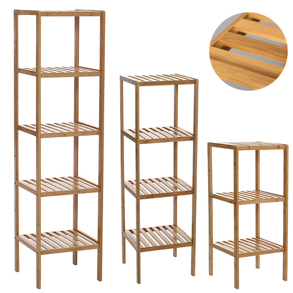 3 4 5 Tier Bamboo Wooden Rack Organiser Bath Kitchen Storage Shelves Stand Shelf