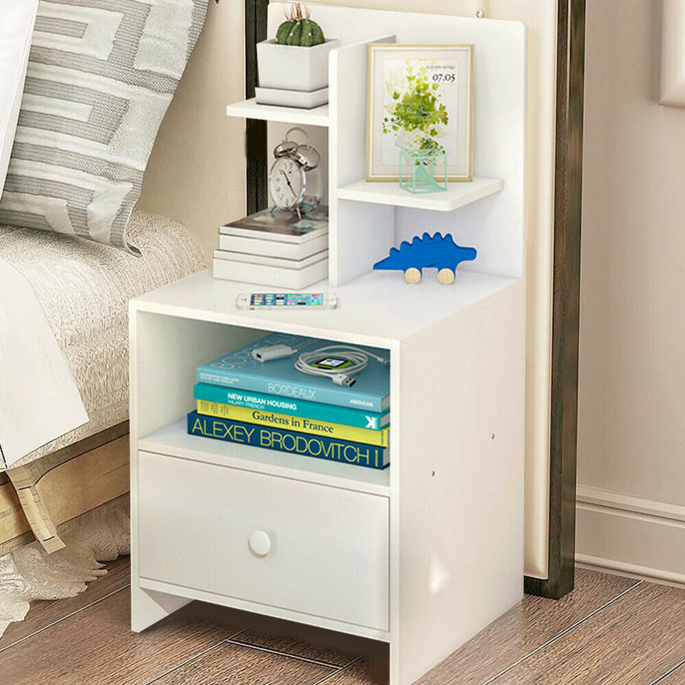 Drawers Wooden Bedside Table Drawer Cabinet Bedroom Furniture Storage ...