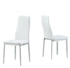 Set of 2 White Modern Faux Leather Chrome Metal Legs Home Dining Chairs Kitchen