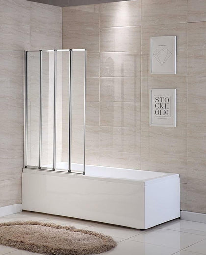 4 Fold Folding Bath Shower Screen 1400mm High Bathroom Glass Door Panel
