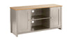 Grey Oak TV Stand Two Tone 2 Door Cabinet Television Unit Open Shelf Cable Tidy