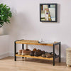 2 TIER NATURAL BAMBOO WOODEN SHOE RACK ORGANISER STAND STORAGE SHELF UNIT