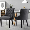 Dining Chair Set of 2/4 Kitchen Linen Upholstered Chairs Button Back Wood Legs