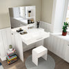Dressing Table Make-Up Desk w/ Sliding Mirror Drawers Vanity Stool Set Bedroom