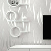 Modern 3D Crescent Wave Stripes Embossed Non-woven Flocking Wallpaper Grey 10M