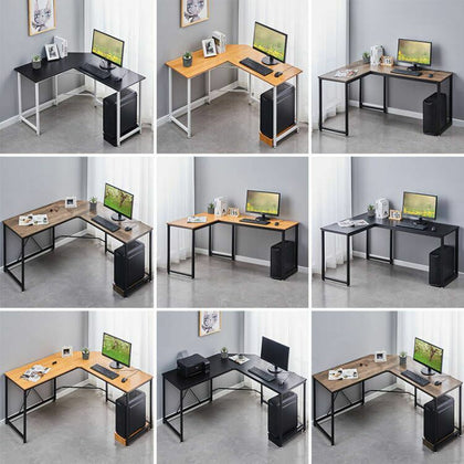 L Shaped Office Desk PC Workstation Corner Table Black Home Office Gaming
