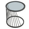 Tempered Glass Coffee Side End Table Line Pedestal Chrome Metal Frame Livingroom