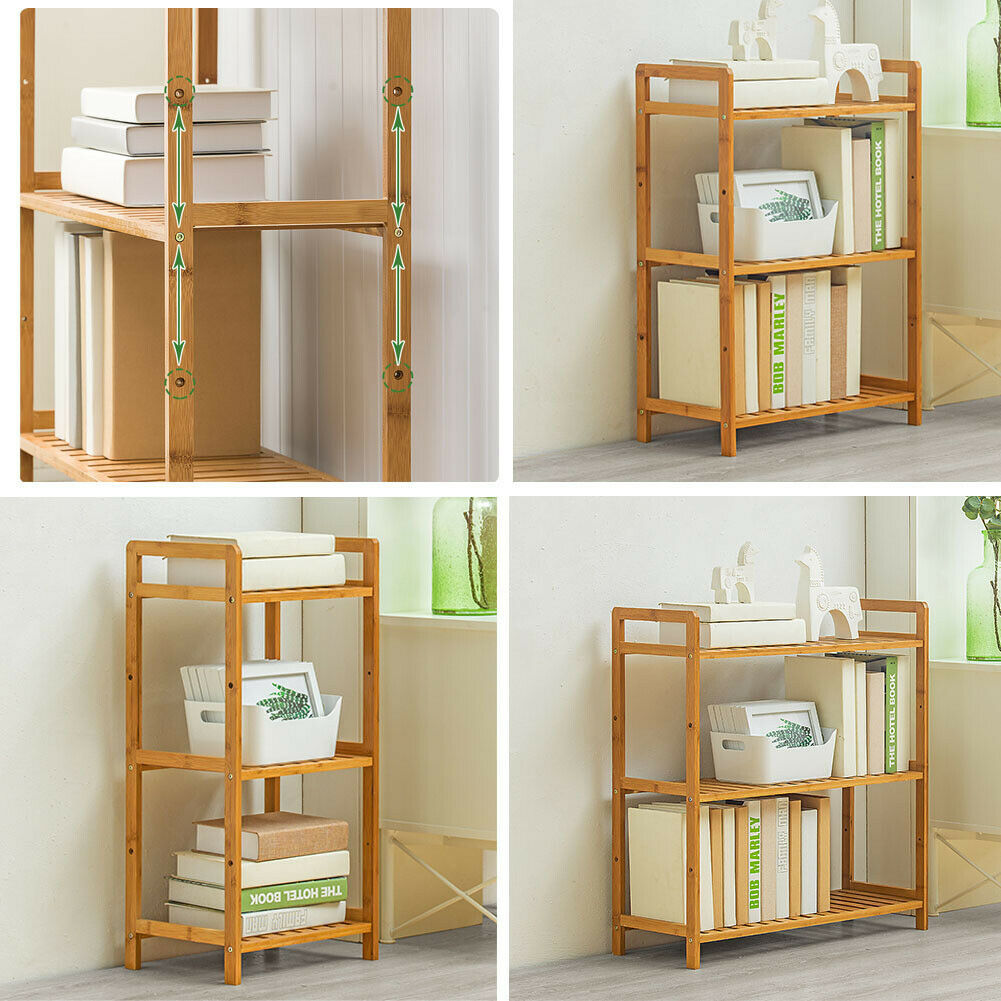 3/4/5 Tier Bamboo Wood Ladder Storage Display Unit Plant Flower Book Shelf Rack