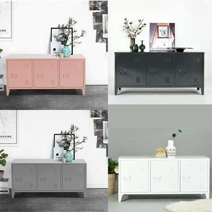 Modern TV Media Unit Stand 3 Door Storage Cabinet Sideboard Metal Locker 120CM