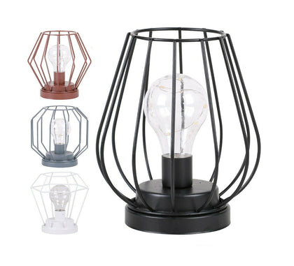 Battery Operated LED Desk Lamp Industrial Retro Light Up Bedside Lantern HomeMAT