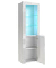 Tall White Gloss Display Glass Cabinet Shelving Bookcase Door Unit Blue LED Lily