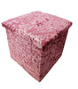 Crushed Velvet Diamante Storage Ottoman Seat Box Pouffee Foot Stool Crush Cubed